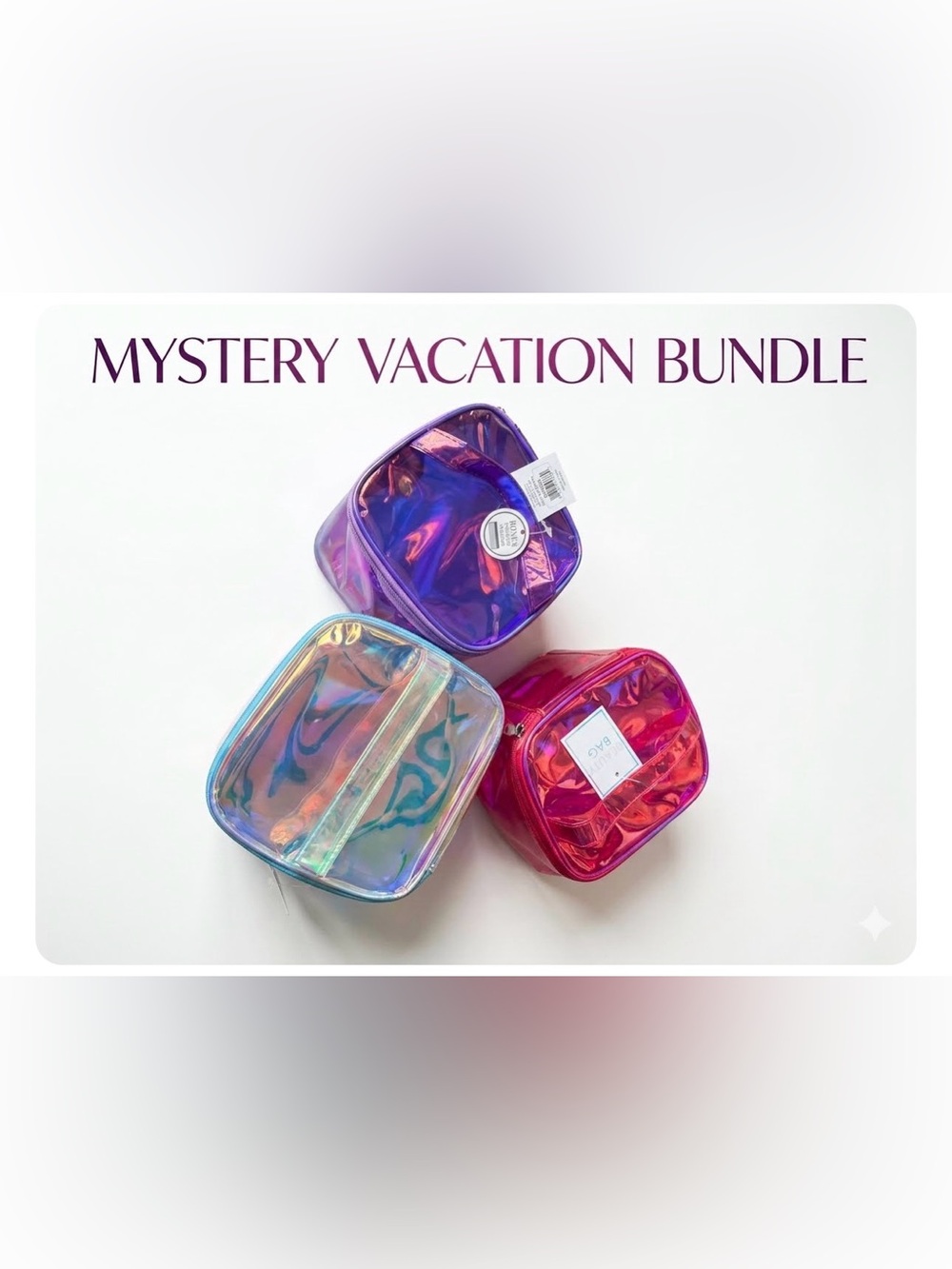 Mystery Vacation Bundle - Iridescent Travel Pouch Set (Pink, Purple, Blue)